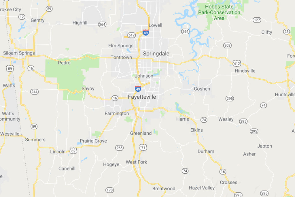 Fayetteville Arkansas Service Area Map
