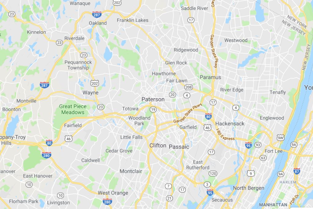Paterson New Jersey Service Area Map