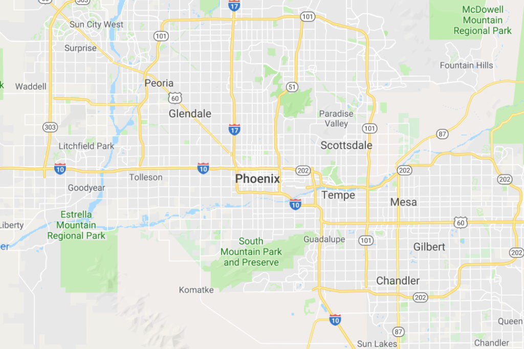 Phoenix Arizona Service Area Map
