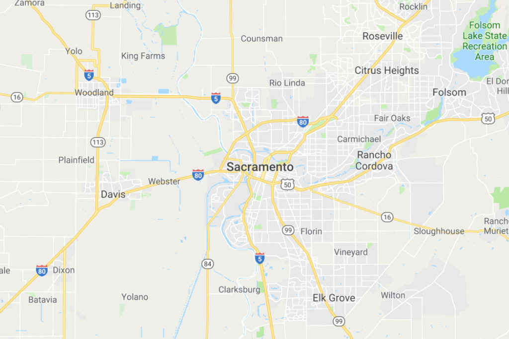 Sacramento California Service Area Map