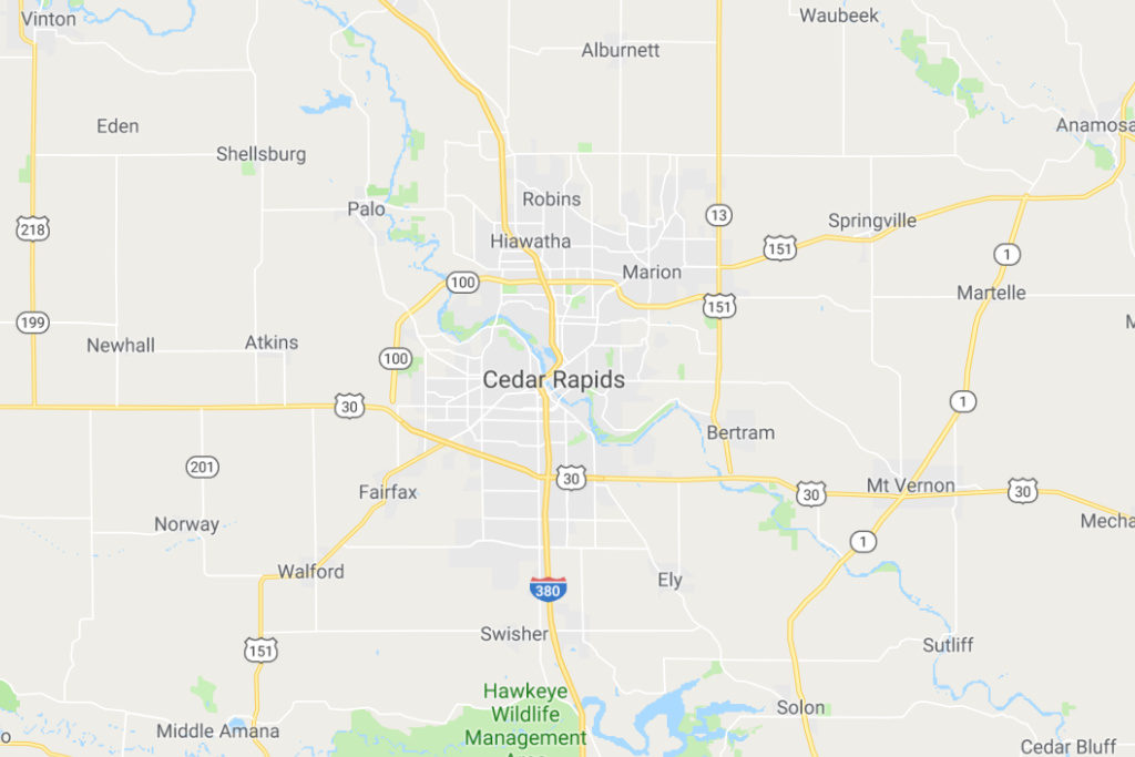 Cedar Rapids Iowa Service Area Map