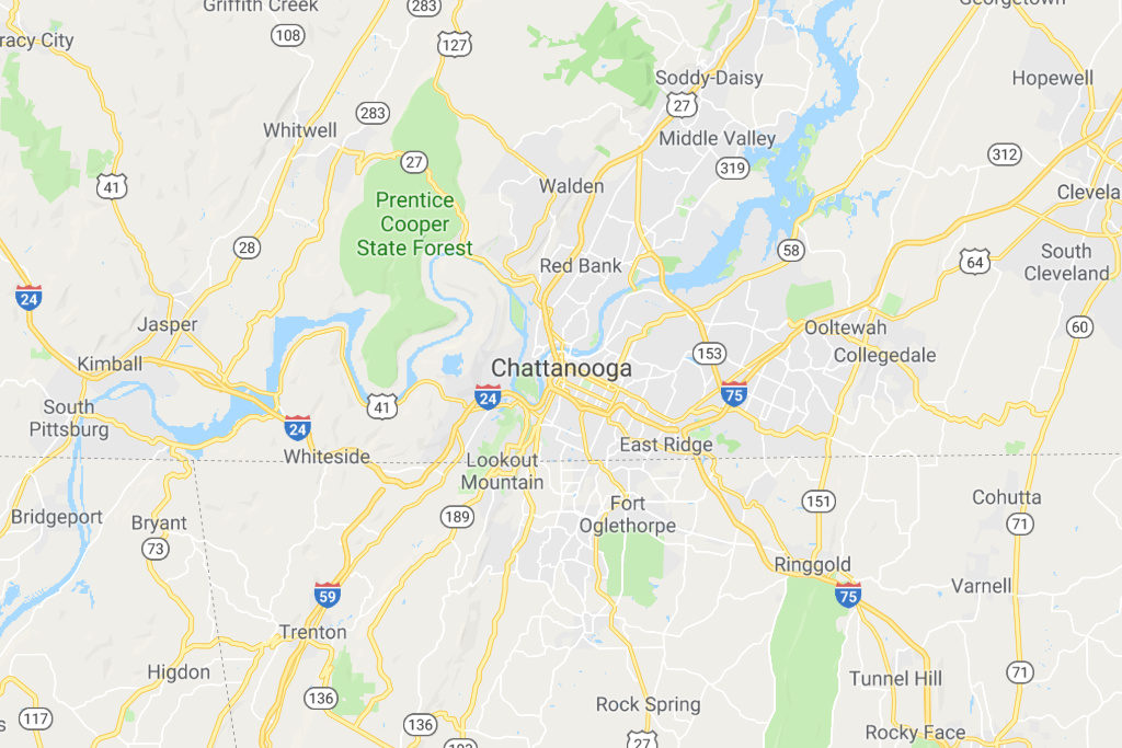 Chattanooga Tennessee Service Area Map