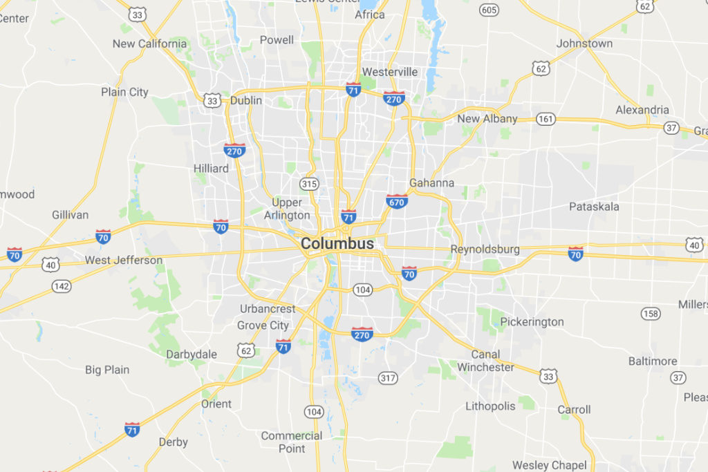 Columbus Ohio Service Area Map