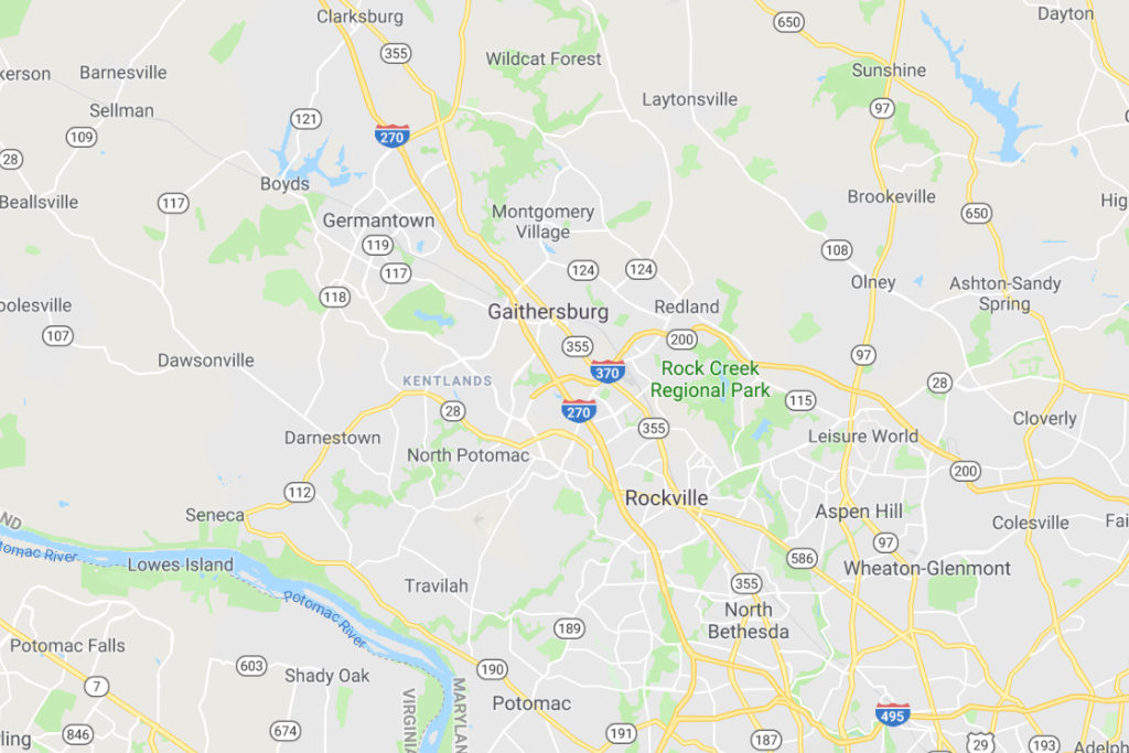 Gaithersburg Maryland Service Area Map