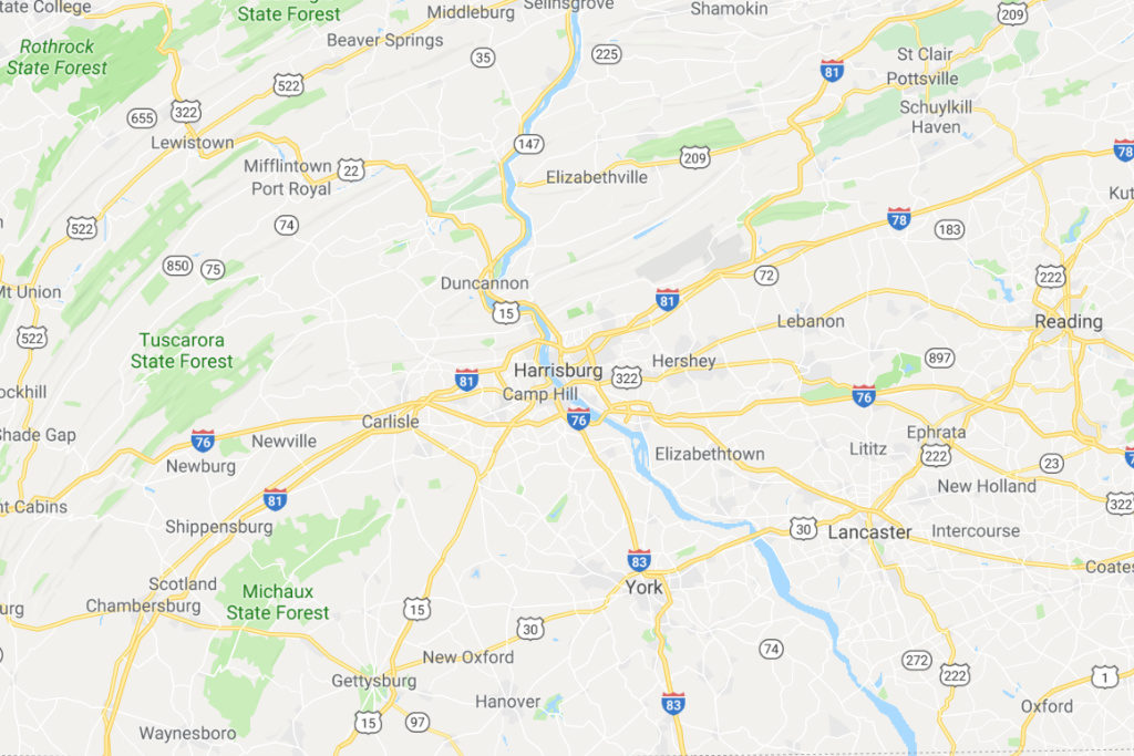 Harrisburg Pennsylvania Service Area Map
