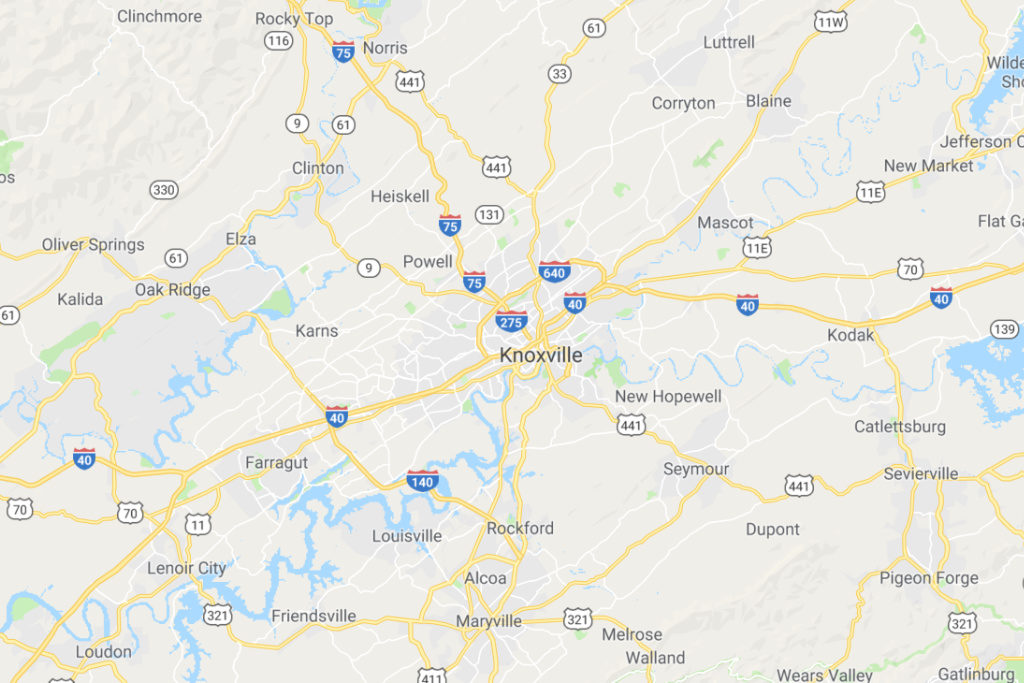 Knoxville Tennessee Service Area Map
