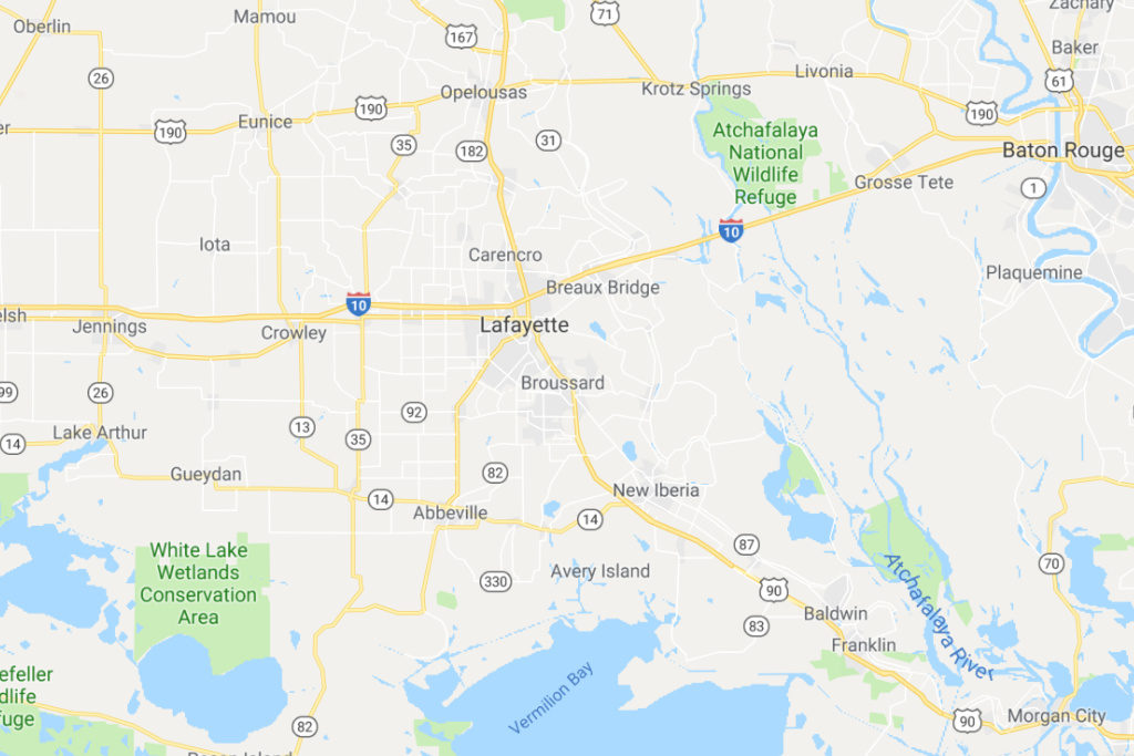 Lafayette Louisiana Service Area Map