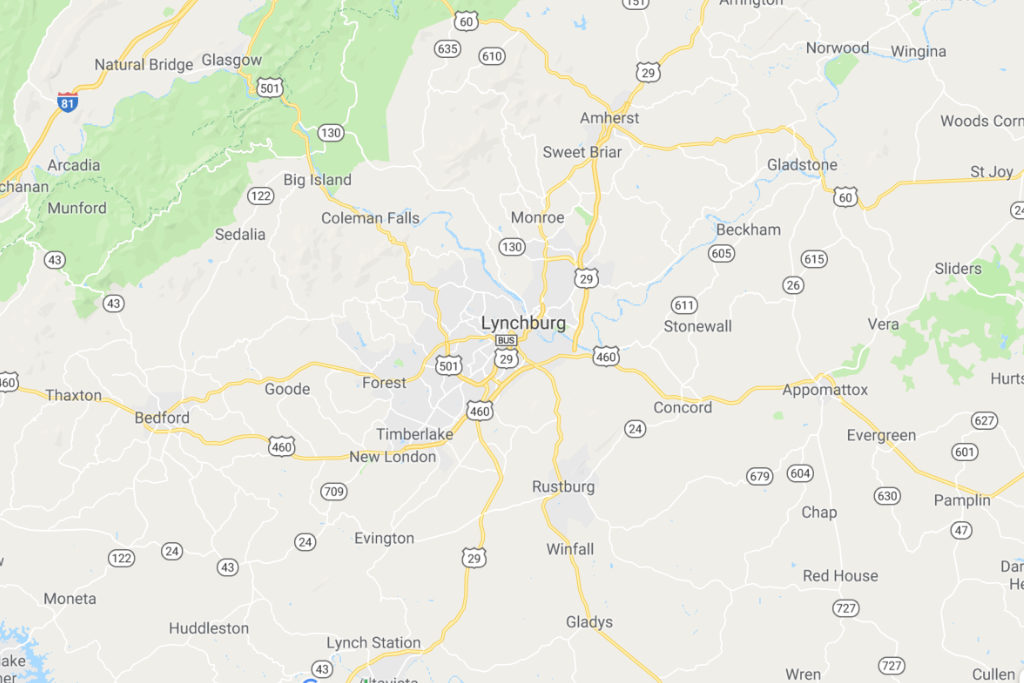 Lynchburg Virginia Service Area Map