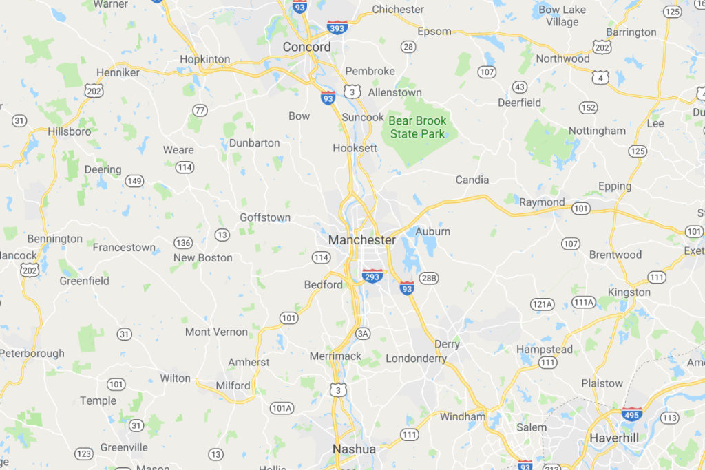 Manchester New Hampshire Service Area Map