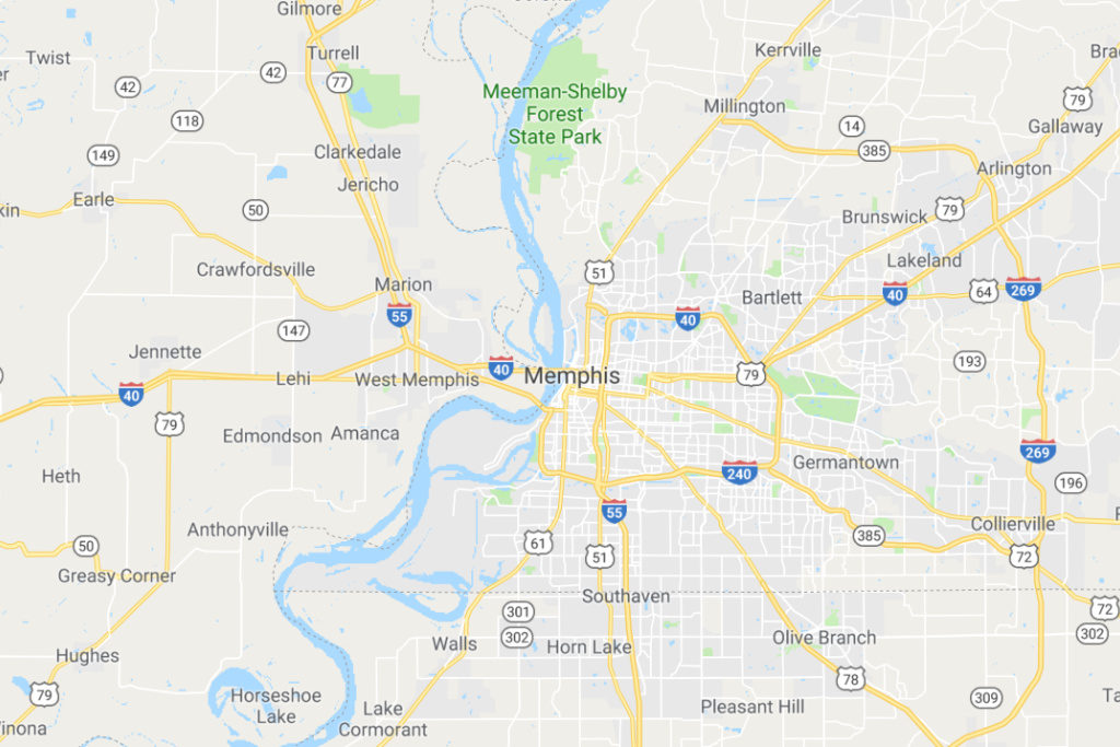 Memphis Tennessee Service Area Map