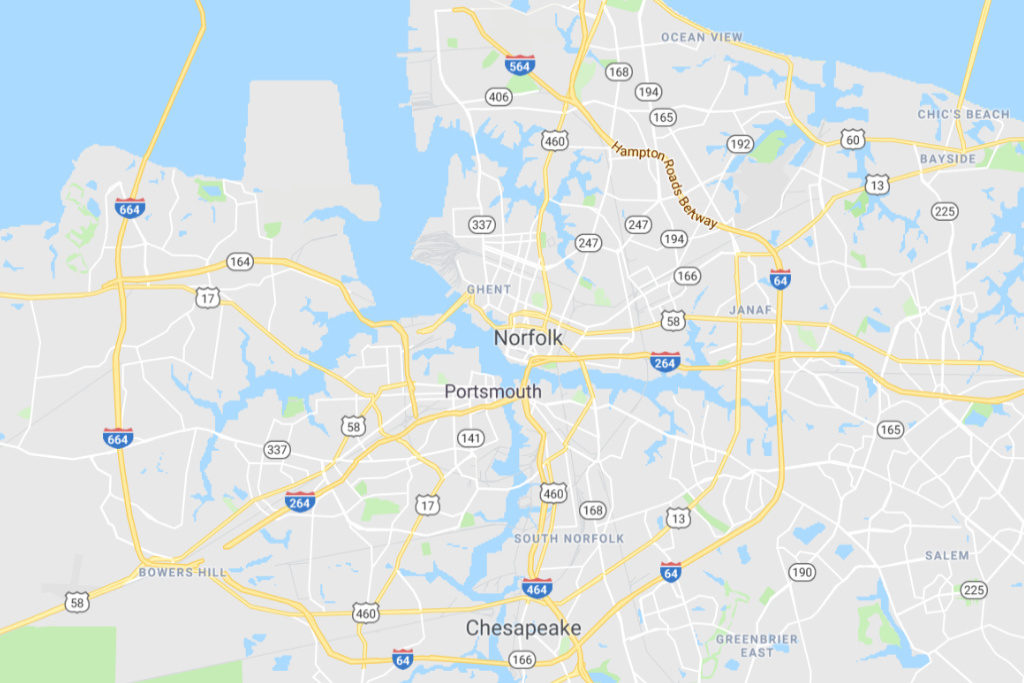 Norfolk Virginia Service Area Map