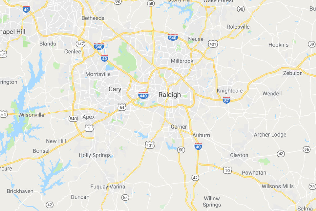 Raleigh North Carolina Service Area Map
