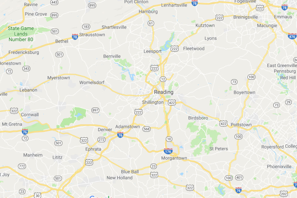 Reading Pennsylvania Service Area Map