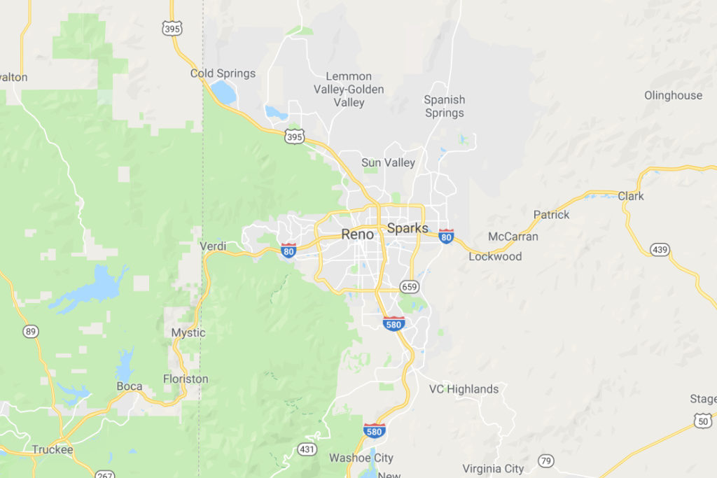 Reno Nevada Service Area Map