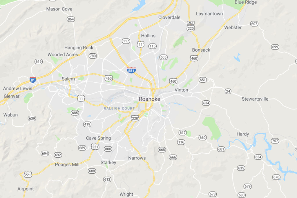Roanoke Virginia Service Area Map