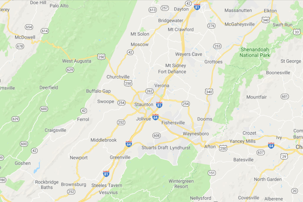 Staunton Virginia Service Area Map