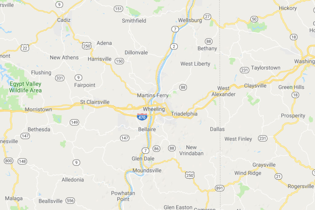 Wheeling West Virginia Service Area Map