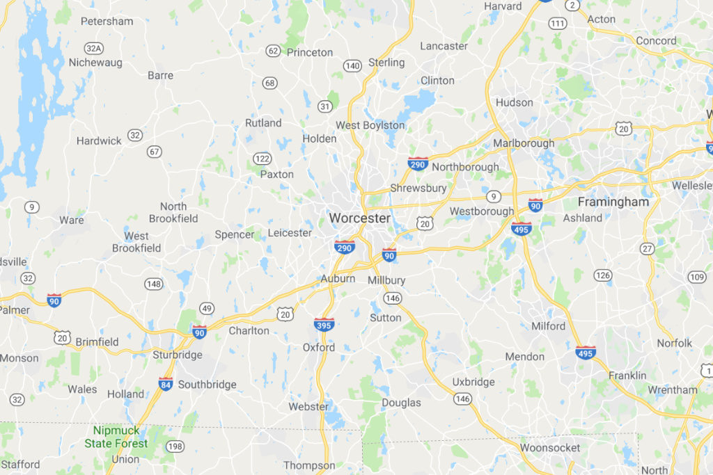 Worchester Massachusetts Service Area Map